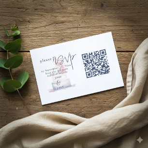 Watercolor wedding cake Illustration QR Code Enclosure Card