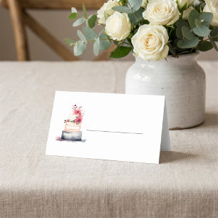 Watercolor wedding cake name place card