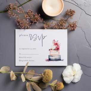 Watercolor Wedding cake RSVP Card