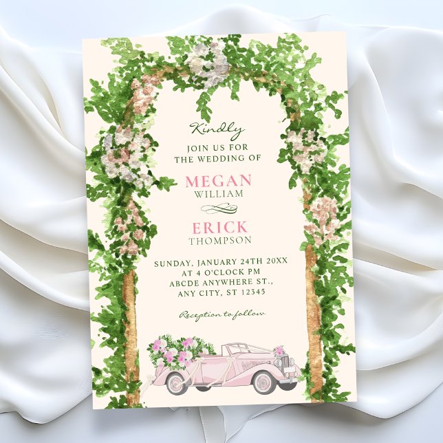 Watercolor wedding car invitation (Creator Uploaded)