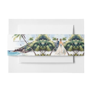 Watercolor Wedding Couple Wedding Invitation Belly Band