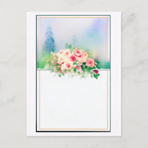 Watercolor Wedding Design Roses Invitation Postcard