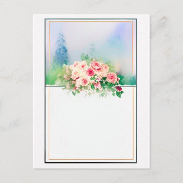 Watercolor Wedding Design Roses Invitation Postcard (Front)