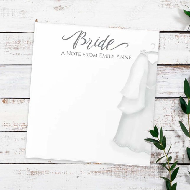 Watercolor Wedding Dress Personalised Bride Notepad (Creator Uploaded)