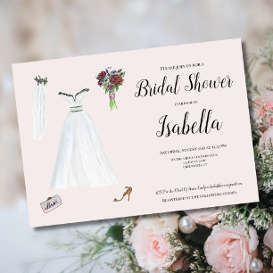 Watercolor Wedding Fashion Set Bridal Shower Invitation