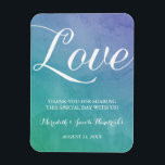 Watercolor Wedding Favour Magnet<br><div class="desc">This gorgeous wedding favour features a beautiful ombre watercolor background and the word "Love" written in an elegant script calligraphy font.</div>
