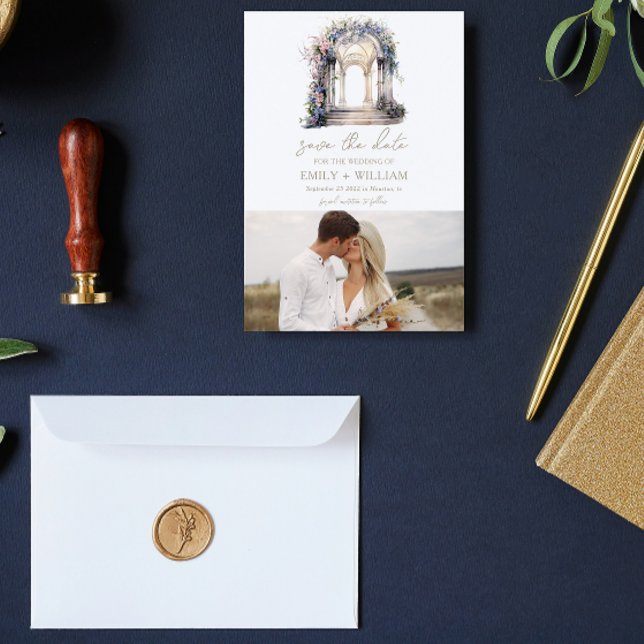 Watercolor Wedding Floral Arch Save the Date (Creator Uploaded)