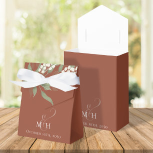 Watercolor Wedding Flowers Botanical Terracotta Favour Box