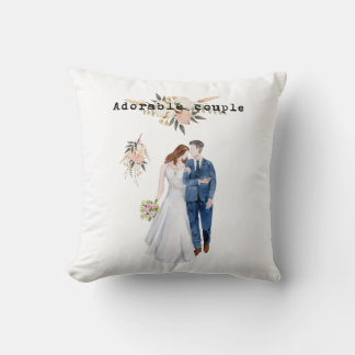 Watercolor Wedding gift Anniversary elegant floral Cushion