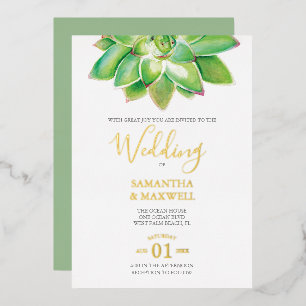 Watercolor Wedding Gold Foil Invitation
