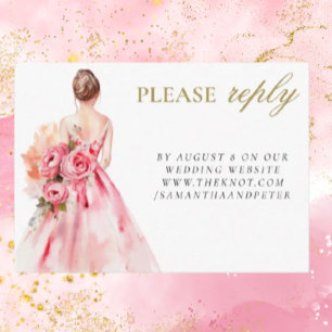 Watercolor Wedding Gown Bridal Shower reply Enclosure Card