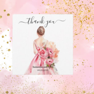Watercolor Wedding Gown Thank You