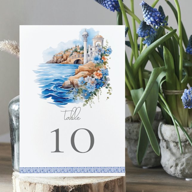 Watercolor Wedding Greece  Table Number (Creator Uploaded)