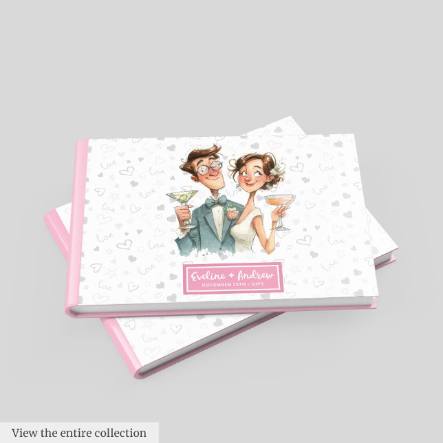 Watercolor Wedding Guest Book Humour Quirky Couple (Watercolor Wedding Guest Book Humor Quirky Couple)