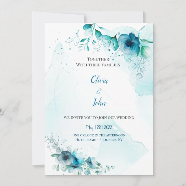 Watercolor Wedding Invitation  (Front)
