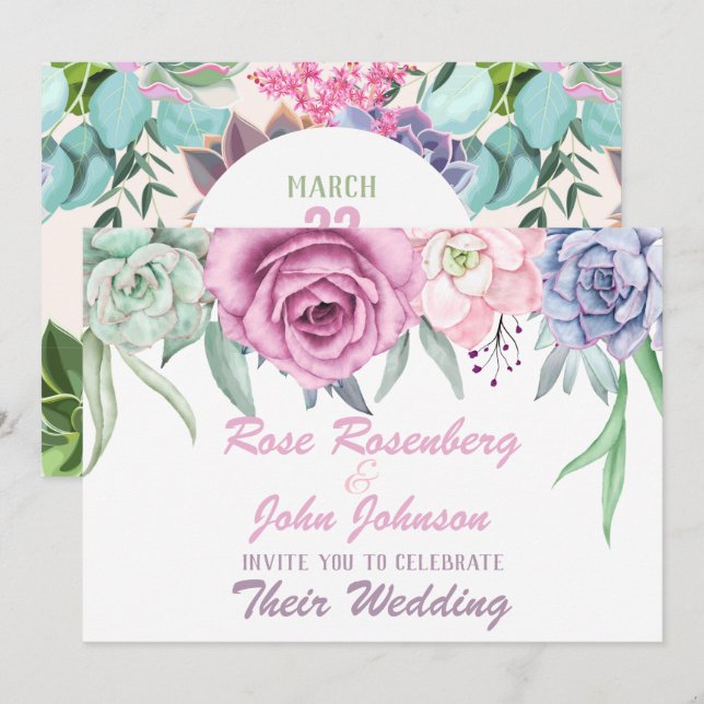 Watercolor Wedding Invitation (Front/Back)