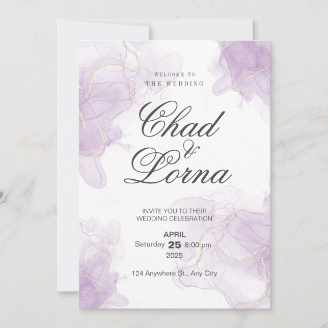 Watercolor Wedding Invitation Card (Front)