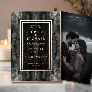 Watercolor Wedding Invitation Photo Template Coral