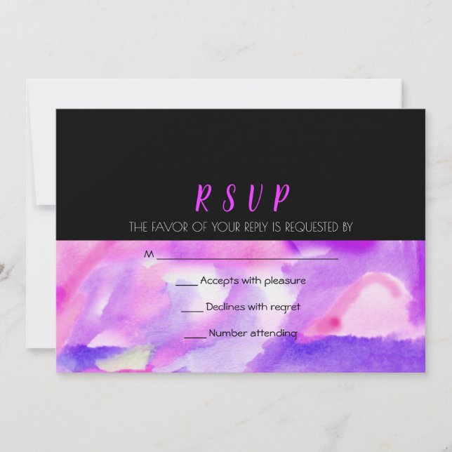 WATERCOLOR Wedding Invitation Reply Response RSVP (Front)