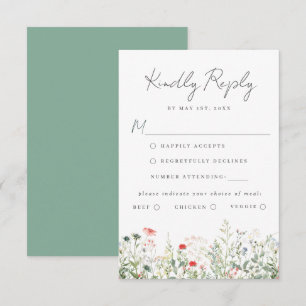 Watercolor Wedding Meal Choice RSVP Card