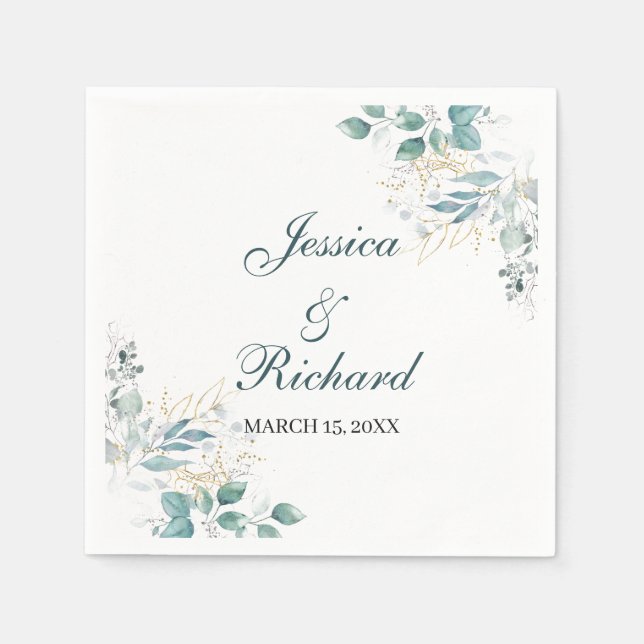 Watercolor Wedding Napkins (Front)
