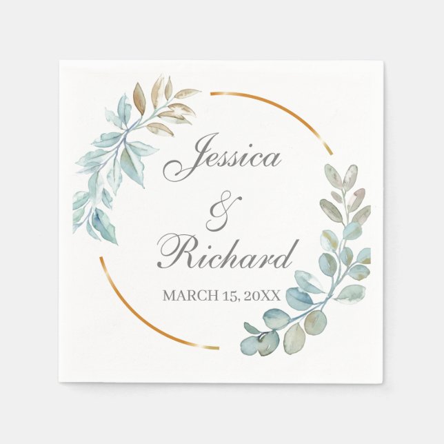Watercolor Wedding Napkins (Front)