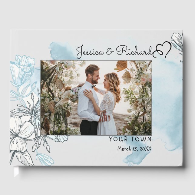 Watercolor Wedding PHOTO Guest Book (Front)