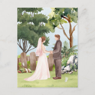 Watercolor wedding  postcard