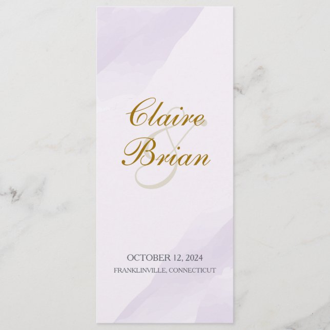 Watercolor Wedding Program, Lavender Flat Program Programme (Front)