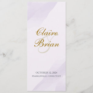 Watercolor Wedding Program, Lavender Flat Program Programme