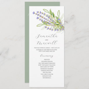 Watercolor Wedding Program Lavender Flowers Programme
