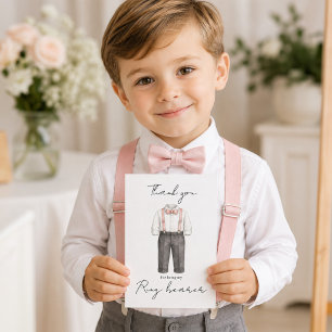 Watercolor Wedding Ring Bearer Thank You 5x7 Card