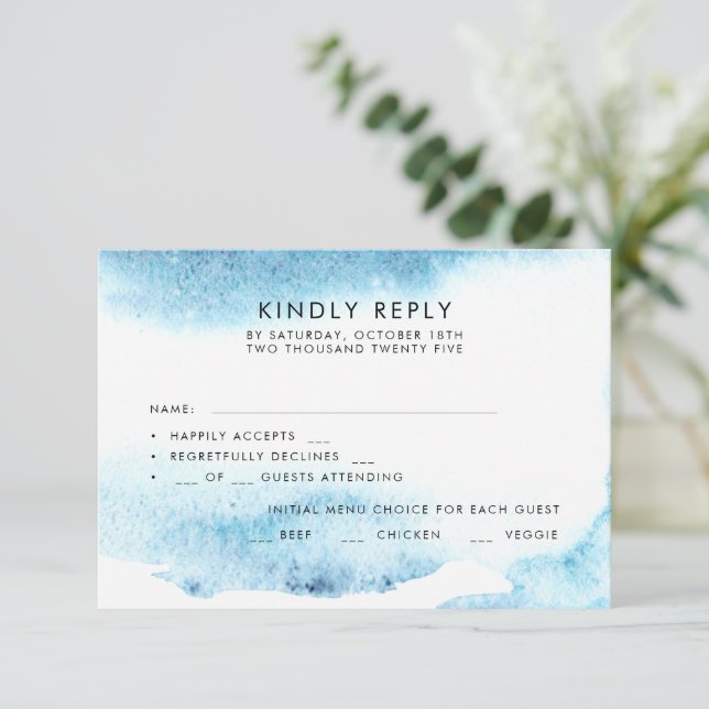 Watercolor Wedding RSVP Cards. Card (Standing Front)
