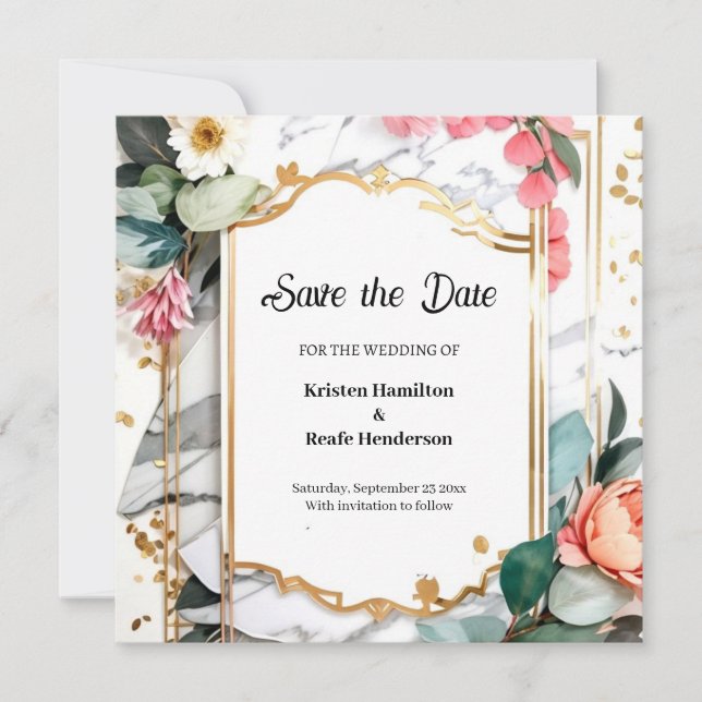 Watercolor Wedding Save The Date Card (Front)