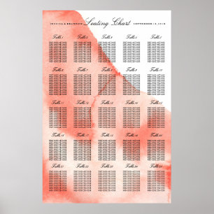 Watercolor Wedding Seating Chart by Table Number
