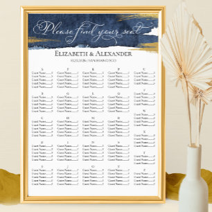 Watercolor Wedding Seating Charts   Blue Abstract