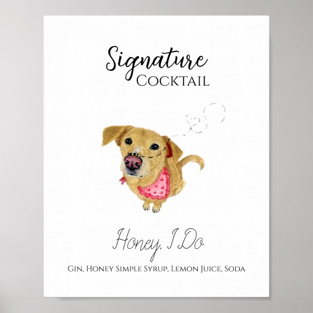 Watercolor Wedding Signature Cocktail Sign- Lab Poster (Front)
