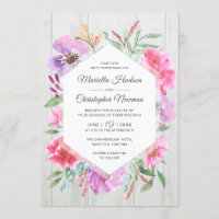 Watercolor Wedding Spring Bouquet Decoupage Invite