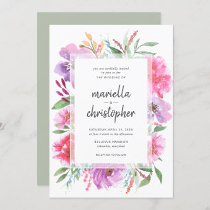 Watercolor Wedding Spring Bouquet Modern Invite