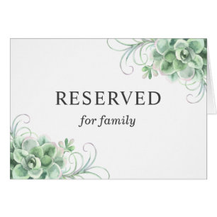 Watercolor wedding succulent. Cactus reserved sign