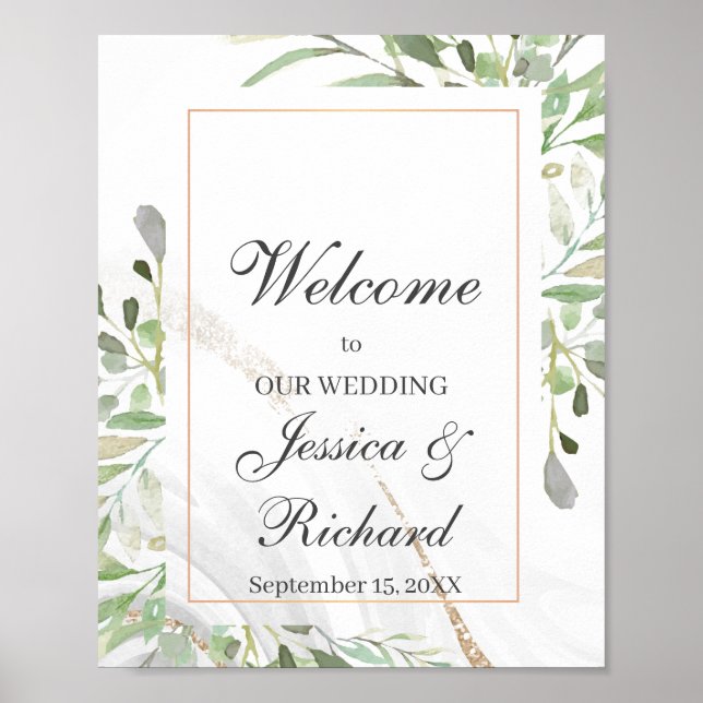 Watercolor Wedding Welcome Poster Sign (Front)