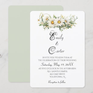 Watercolor Wedding White Daisies Invitation