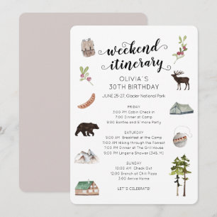 Watercolor Weekend in the Woods Itinerary Invitation