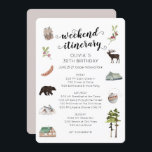 Watercolor Weekend in the Woods Itinerary  Invitation<br><div class="desc">Watercolor Mountain Theme Modern Calligraphic Birthday Weekend in the Woods schedule timeline.
Design features an elegant modern style text layout. To make advanced changes,  please select "Click to customise further" option under Personalise this template.</div>
