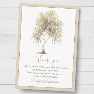 Watercolor Weeping Birch Tree Funeral Thank You Card