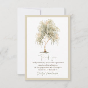 Watercolor Weeping Birch Tree Funeral Thank You Card