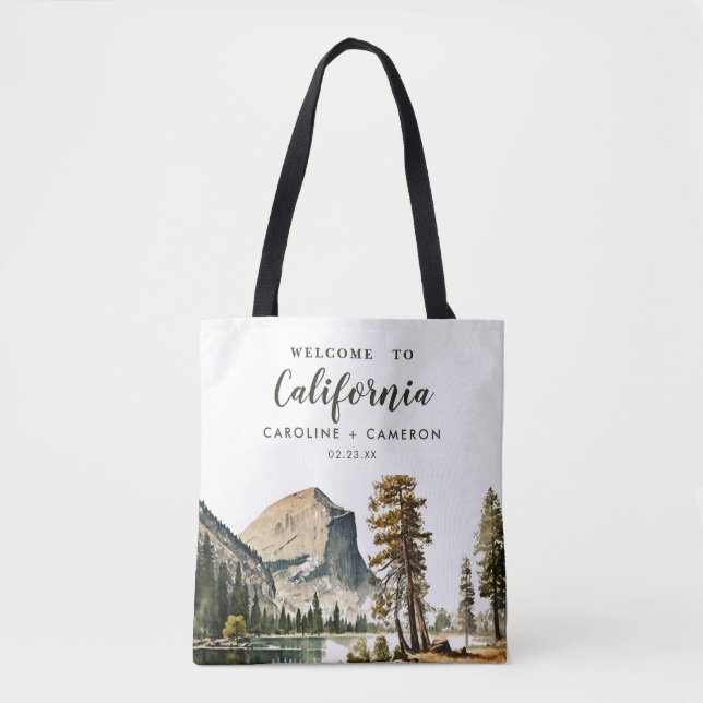 Watercolor Welcome to California Wedding Welcome Tote Bag (Front)