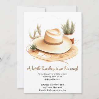 Watercolor Western Adventure Boy Baby Shower Invitation