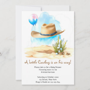 Watercolor Western: Baby Boy's Cowboy Shower Invitation