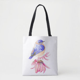 Watercolor Western Bluebird Blue Bird Art for the Tote Bag